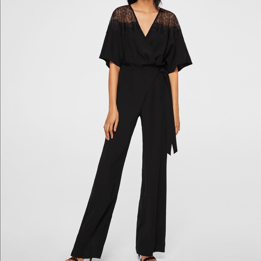 MANGO lace panel jumpsuit, US size M, NWT
